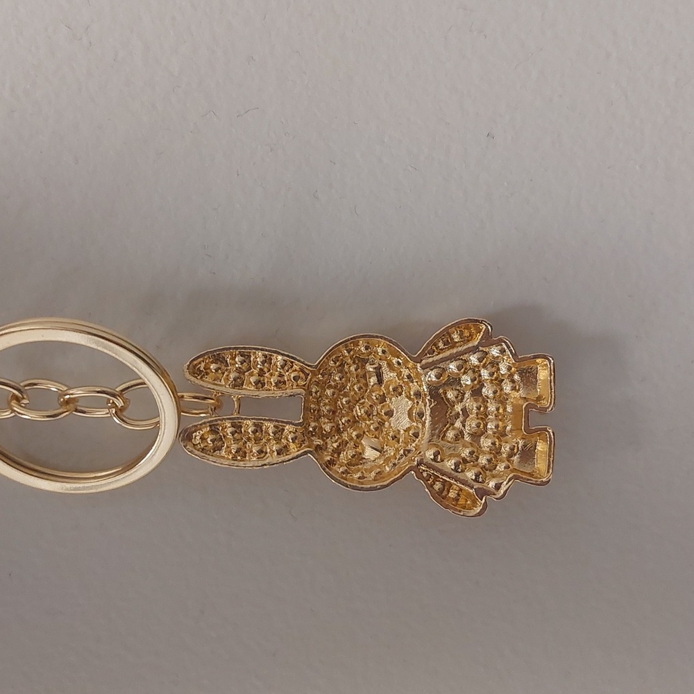 Gold Tone Rhinestone Bunny Rabbit Key Chain Purse Charm - Picture 15 of 16